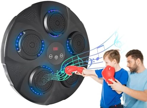 Smart Music Boxing Machine - Wall Mounted Music Punching Pad for Kids, Electronic Focus Agility Training Pad with Boxing Glove, Compact and Resilient - Maquina de Boxeo Musical Pared