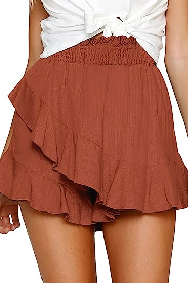 FRTROIN Skorts Skirts for Women Tennis Mini Wrap Skirt Beach Flowy Linen Cotton High Waisted Shorts for Summer